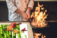 Tempered GLASS Kitchen Board – Impact & Scratch Resistant; D08 Nature Series: Bamboo baby