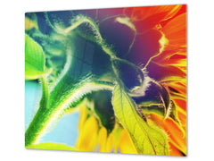 Glass Cutting Board and Worktop Saver D06 Flowers Series: Sunflower stem
