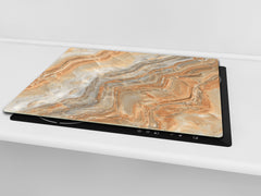 Chopping Board - Induction Cooktop Cover D21 Marbles 1 Series: Swirls of orange marble