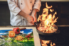 Tempered GLASS Kitchen Board – Impact & Scratch Resistant; D08 Nature Series: Mountains 6