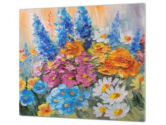 UNIQUE Tempered GLASS Kitchen Board 60D05A: Flowers 4