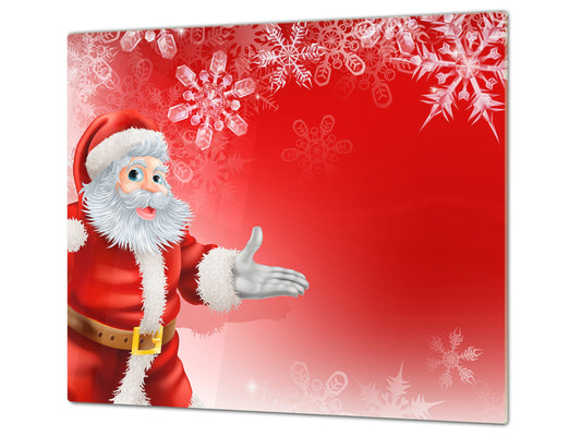 Schneidbrett aus Hartglas und schützende Arbeitsoberfläche; D20 Weihnachtsserie: Weihnachtsmann im Schnee