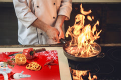CUTTING BOARD and Cooktop Cover ;D20 Christmas Series: Santa Claus in the snow