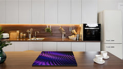 UNIQUE Tempered GLASS Kitchen Board – Scratch Resistant Glass Cutting Board – Glass Countertop MEASURES: SINGLE: 60 x 52 cm (23,62” x 20,47”); DOUBLE: 30 x 52 cm (11,81” x 20,47”); D29 Colourful Variety Series: Purple fabric 1