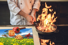 Tempered GLASS Kitchen Board – Impact & Scratch Resistant; D08 Nature Series: Flowers