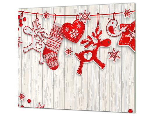 Schneidbrett aus Hartglas und schützende Arbeitsoberfläche; D20 Weihnachtsserie: Girlande mit Rentieren
