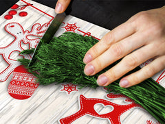 CUTTING BOARD and Cooktop Cover ;D20 Christmas Series: Reindeer wreath