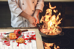 CUTTING BOARD and Cooktop Cover ;D20 Christmas Series: Reindeer wreath