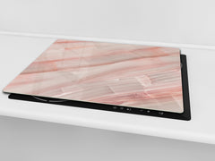 Chopping Board - Induction Cooktop Cover - Glass Cutting Board D22 Marbles 2 Series: Carrara pink marble