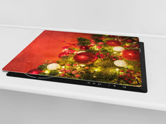CUTTING BOARD and Cooktop Cover ;D20 Christmas Series: Christmas tree in red