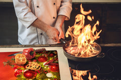 CUTTING BOARD and Cooktop Cover ;D20 Christmas Series: Christmas tree in red
