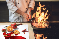 CUTTING BOARD and Cooktop Cover ;D20 Christmas Series: Santa Claus with a sack of gifts