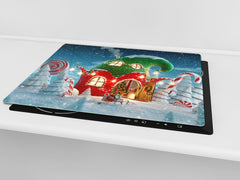 Tagliere in vetro temperato – Tagliere e proteggi; D20 Serie di Natale La casa degli elfi