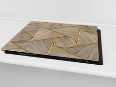 TEMPERED GLASS CHOPPING BOARD – Glass Cutting Board and Worktop Saver – Worktop protector; MEASURES: SINGLE: 60 x 52 cm (23,62” x 20,47”); DOUBLE: 30 x 52 cm (11,81” x 20,47”); D30 Decorative Surfaces Series: Circles and triangles