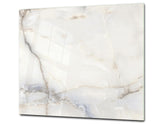 Tempered GLASS Kitchen Board – Impact & Scratch Resistant; D22 Marbles 2 Series: White marble design