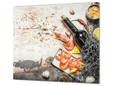 Tempered GLASS Cutting Board 60D16: Shrimp with wine