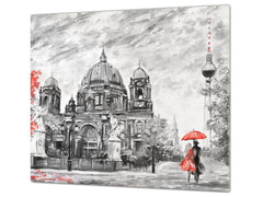 UNIQUE Tempered GLASS Kitchen Board 60D05A: Romantic walk 1