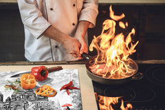 UNIQUE Tempered GLASS Kitchen Board 60D05A: Romantic walk 1