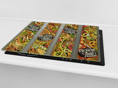 Tempered GLASS Cutting Board 60D16: Mexic food