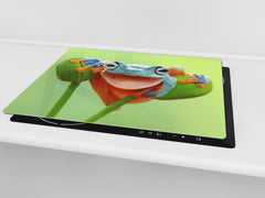 Tempered GLASS Cutting Board 60D01: A smiling frog 1