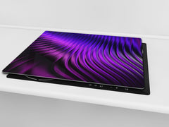 UNIQUE Tempered GLASS Kitchen Board – Scratch Resistant Glass Cutting Board – Glass Countertop MEASURES: SINGLE: 60 x 52 cm (23,62” x 20,47”); DOUBLE: 30 x 52 cm (11,81” x 20,47”); D29 Colourful Variety Series: Purple fabric 2