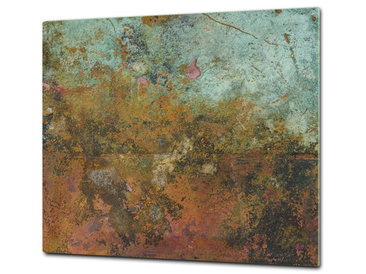 Chopping Board - Impact & Scratch Resistant - Glass Cutting Board D24 Rusted textures Series: Colorfoul tarnished copper