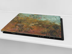 Chopping Board - Impact & Scratch Resistant - Glass Cutting Board D24 Rusted textures Series: Colorfoul tarnished copper