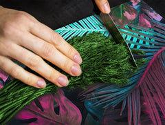 Tempered GLASS Kitchen Board – Impact & Scratch Resistant D27 Vintage leaves and patterns Series: Abstract tropical leaves