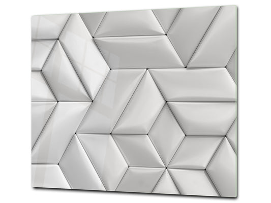 TEMPERED GLASS CHOPPING BOARD – Glass Cutting Board and Worktop Saver – Worktop protector; MEASURES: SINGLE: 60 x 52 cm (23,62” x 20,47”); DOUBLE: 30 x 52 cm (11,81” x 20,47”); D30 Decorative Surfaces Series: Leather tiles