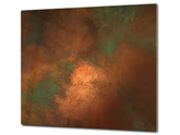 Chopping Board - Impact & Scratch Resistant - Glass Cutting Board D24 Rusted textures Series: Oxidized copper with green accents