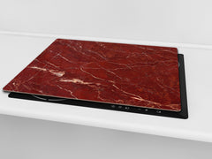 Chopping Board - Induction Cooktop Cover - Glass Cutting Board D22 Marbles 2 Series: Polished red mineral