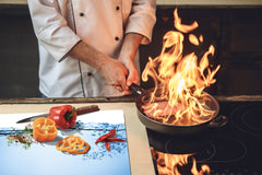 CUTTING BOARD and Cooktop Cover - Impact & Shatter Resistant Glass D02 Water Series: Water 4