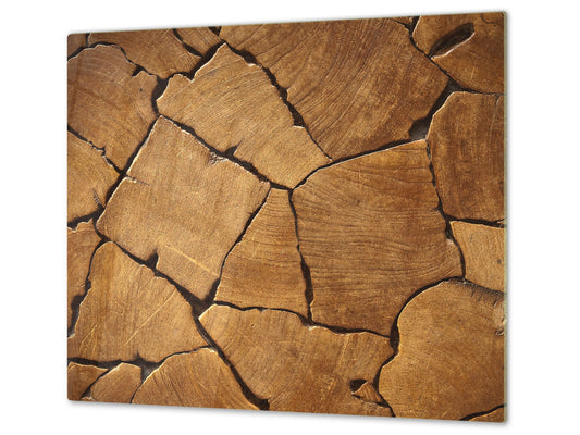 Planche à découper en verre trempé et couvre-cuisinièr; D10A Série Textures A: Bois 26