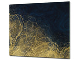 Tempered GLASS Cutting Board – Worktop saver and Pastry Board – Glass Kitchen Board; MEASURES: SINGLE: 60 x 52 cm (23,62” x 20,47”); DOUBLE: 30 x 52 cm (11,81” x 20,47”); D28 Golden Waves Series: Wave of glitter