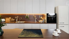 Tempered GLASS Cutting Board – Worktop saver and Pastry Board – Glass Kitchen Board; MEASURES: SINGLE: 60 x 52 cm (23,62” x 20,47”); DOUBLE: 30 x 52 cm (11,81” x 20,47”); D28 Golden Waves Series: Wave of glitter