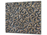 TEMPERED GLASS CHOPPING BOARD – Glass Cutting Board and Worktop Saver – Worktop protector; MEASURES: SINGLE: 60 x 52 cm (23,62” x 20,47”); DOUBLE: 30 x 52 cm (11,81” x 20,47”); D30 Decorative Surfaces Series: Wooden flowers