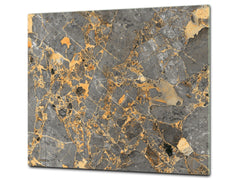 Chopping Board - Induction Cooktop Cover - Glass Cutting Board D22 Marbles 2 Series: Agate interwoven with gold