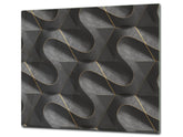 TEMPERED GLASS CHOPPING BOARD – Glass Cutting Board and Worktop Saver – Worktop protector; MEASURES: SINGLE: 60 x 52 cm (23,62” x 20,47”); DOUBLE: 30 x 52 cm (11,81” x 20,47”); D30 Decorative Surfaces Series: Black waves