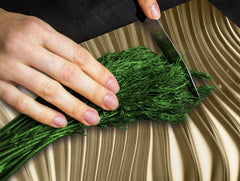 Tempered GLASS Cutting Board – Worktop saver and Pastry Board – Glass Kitchen Board; MEASURES: SINGLE: 60 x 52 cm (23,62” x 20,47”); DOUBLE: 30 x 52 cm (11,81” x 20,47”); D28 Golden Waves Series: Golden metal strips