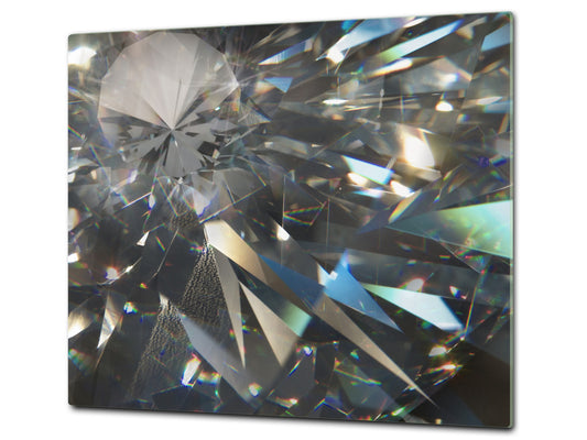 TEMPERED GLASS CHOPPING BOARD – Glass Cutting Board and Worktop Saver – Worktop protector; MEASURES: SINGLE: 60 x 52 cm (23,62” x 20,47”); DOUBLE: 30 x 52 cm (11,81” x 20,47”); D30 Decorative Surfaces Series: Diamond shapes