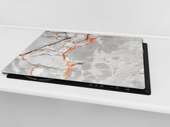 Chopping Board - Induction Cooktop Cover - Glass Cutting Board D22 Marbles 2 Series: Glossy slab marble texture