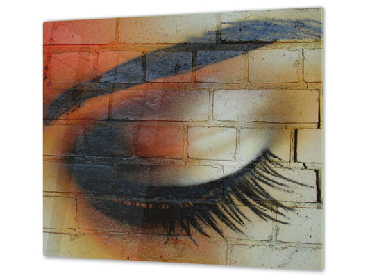 Tempered GLASS Kitchen Board D09 Other: Graffiti On Brick