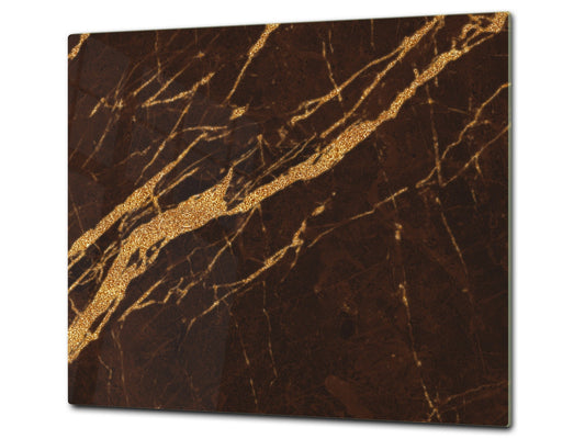 Chopping Board - Induction Cooktop Cover - Glass Cutting Board D22 Marbles 2 Series: Abstract brown