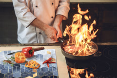 TEMPERED GLASS CHOPPING BOARD – Glass Cutting Board and Worktop Saver D26 Textures and tiles 2 Series: Golden-blue geometric abstraction