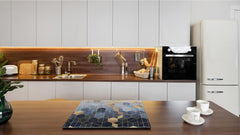 TEMPERED GLASS CHOPPING BOARD – Glass Cutting Board and Worktop Saver D26 Textures and tiles 2 Series: Golden-blue geometric abstraction