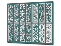 Tempered GLASS Kitchen Board – Impact & Scratch Resistant D27 Vintage leaves and patterns Series: Abstract design pattern