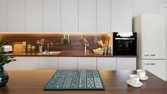 Tempered GLASS Kitchen Board – Impact & Scratch Resistant D27 Vintage leaves and patterns Series: Abstract design pattern