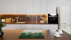 Chopping Board - Induction Cooktop Cover D21 Marbles 1 Series: Green marble leaves