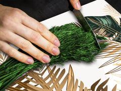 Induction Cooktop Cover Kitchen Board – Impact Resistant Glass Pastry Board – Heat resistant; MEASURES: SINGLE: 60 x 52 cm (23,62” x 20,47”); DOUBLE: 30 x 52 cm (11,81” x 20,47”); D31 Tropical Leaves Series: Tropical pattern