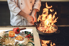 Induction Cooktop Cover Kitchen Board – Impact Resistant Glass Pastry Board – Heat resistant; MEASURES: SINGLE: 60 x 52 cm (23,62” x 20,47”); DOUBLE: 30 x 52 cm (11,81” x 20,47”); D31 Tropical Leaves Series: Tropical pattern